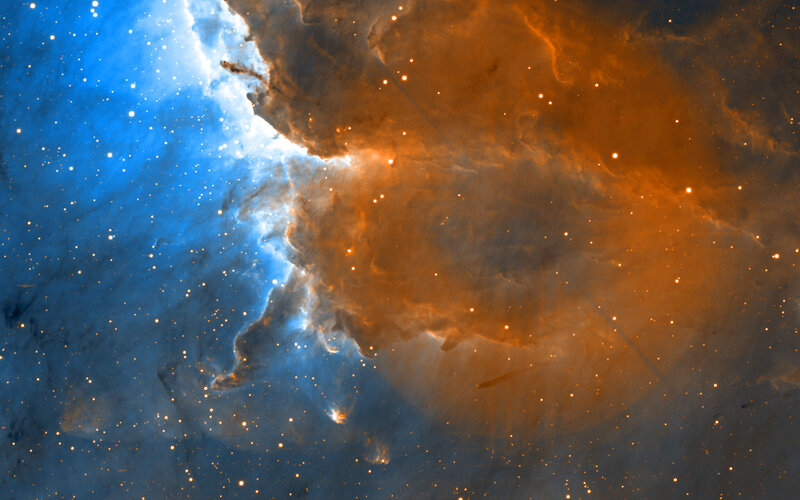 Cosmic Nebula in Blue and Orange