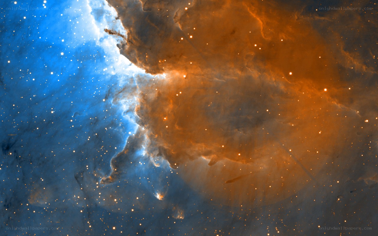 Cosmic Nebula in Blue and Orange