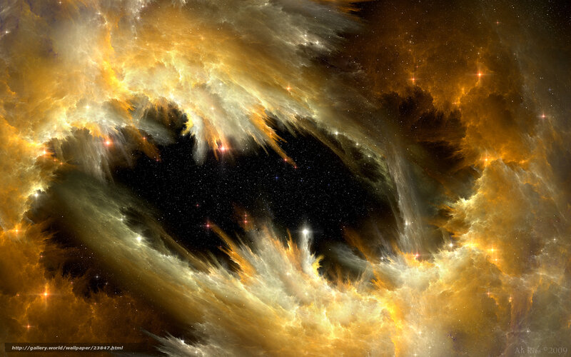 Cosmic Nebula in Golden Hues