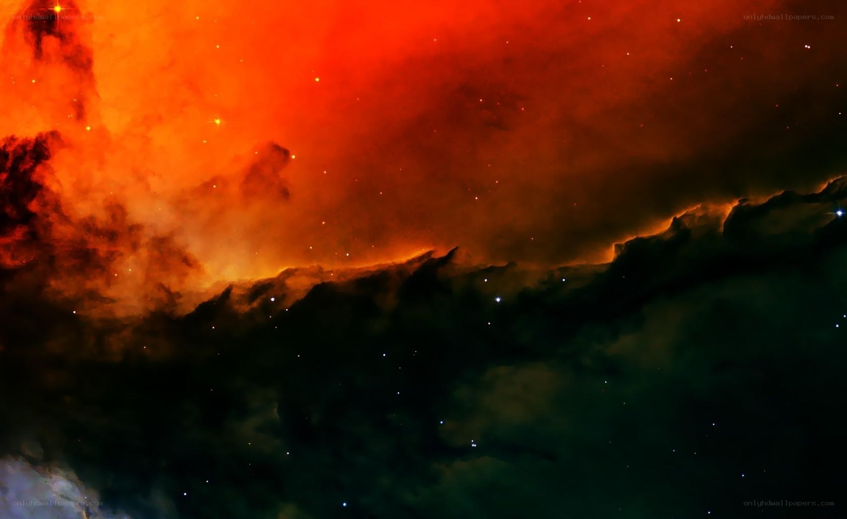 Cosmic Nebula in Red and Black