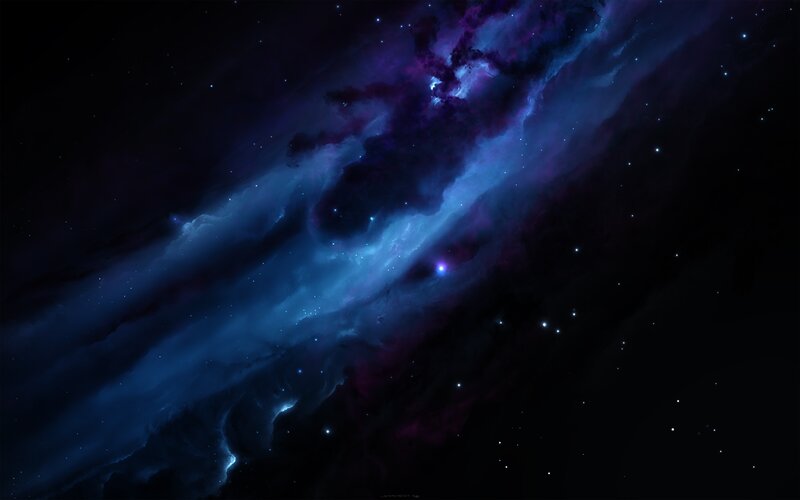 Cosmic Nebula in Space — Blue, Dark, Night