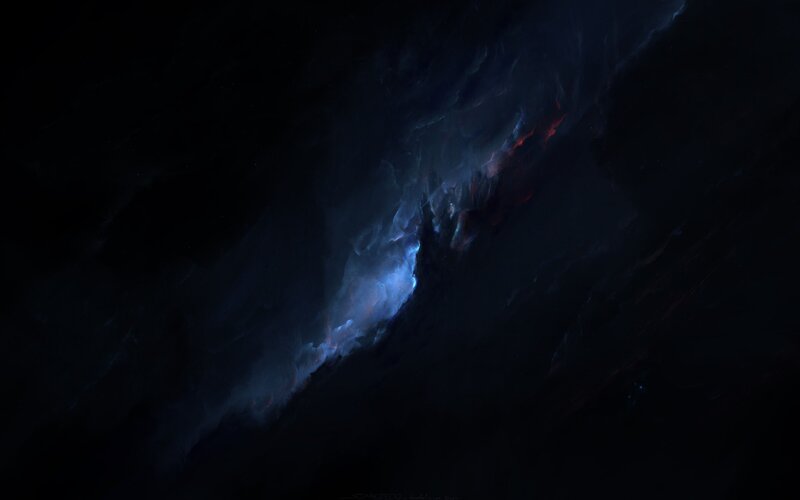 Cosmic Nebula in Space — Blue, Dark