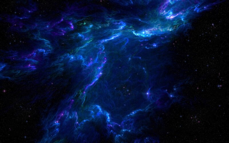 Cosmic Nebula in Space — Blue, Night, Digital Art