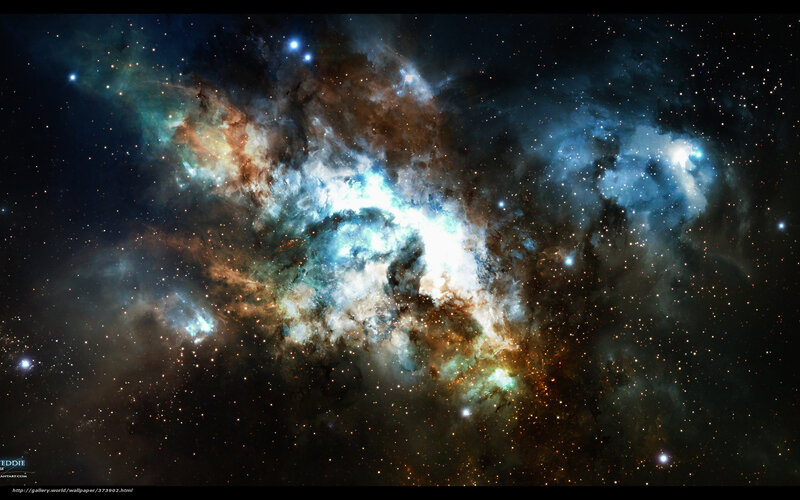 Cosmic Nebula in Space — Blue, Night