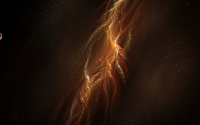 Cosmic Nebula in Space — Orange, Dramatic, Night, Digital Art
