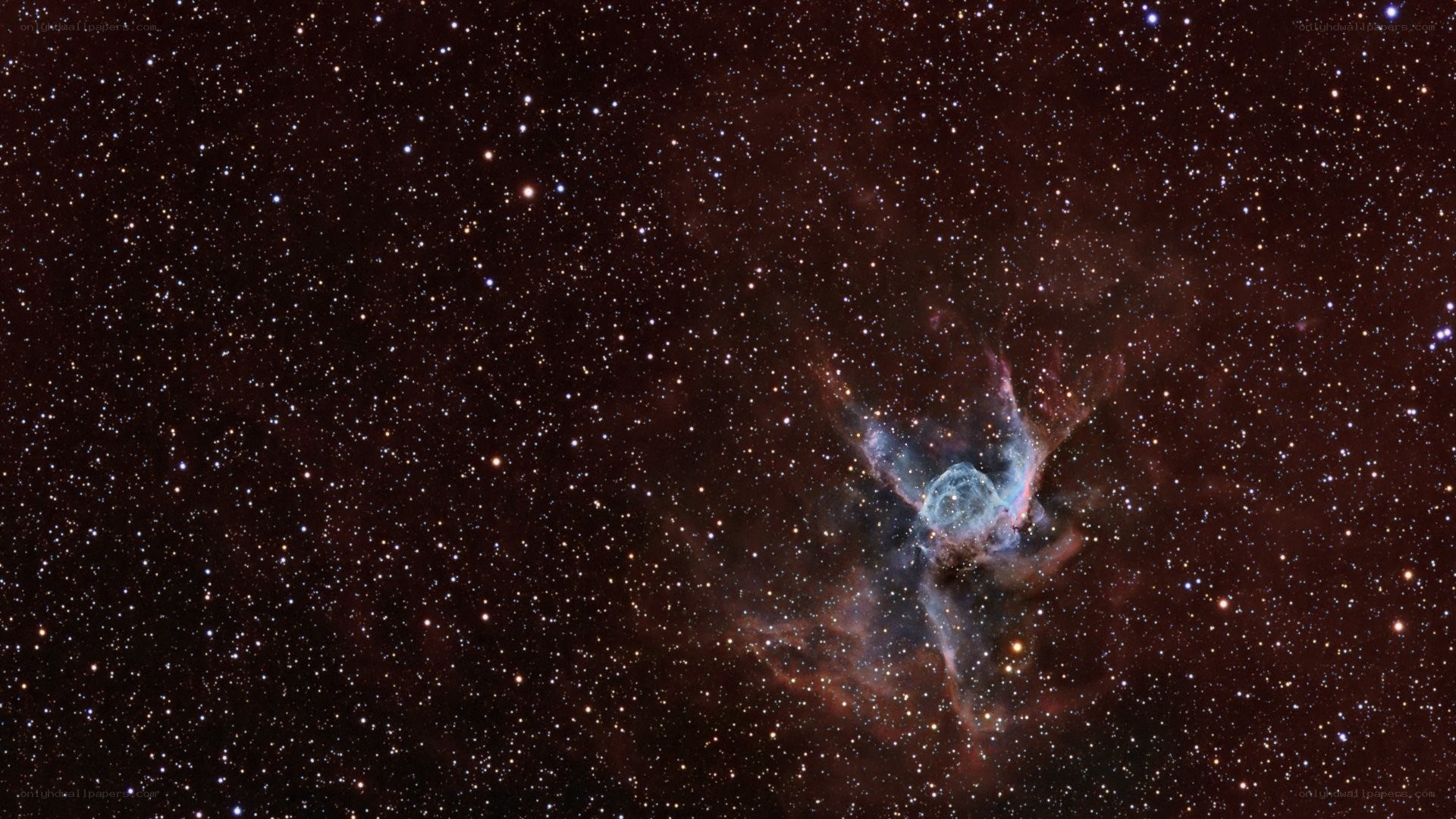 Cosmic nebula in starfield
