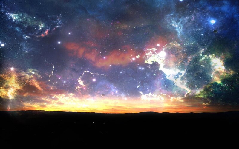 Cosmic Nebula Landscape — Blue, Dramatic, Night