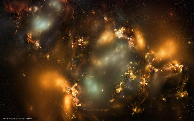 Cosmic Nebula — Orange, Dramatic, Digital Art, Stars, Gas Clouds, Dust