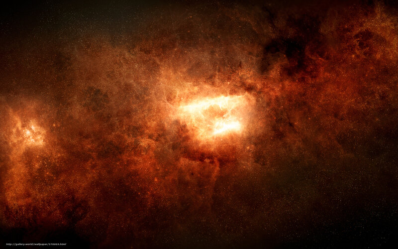 Cosmic Nebula — Orange, Dramatic, Digital Art, Stars, Gas Clouds