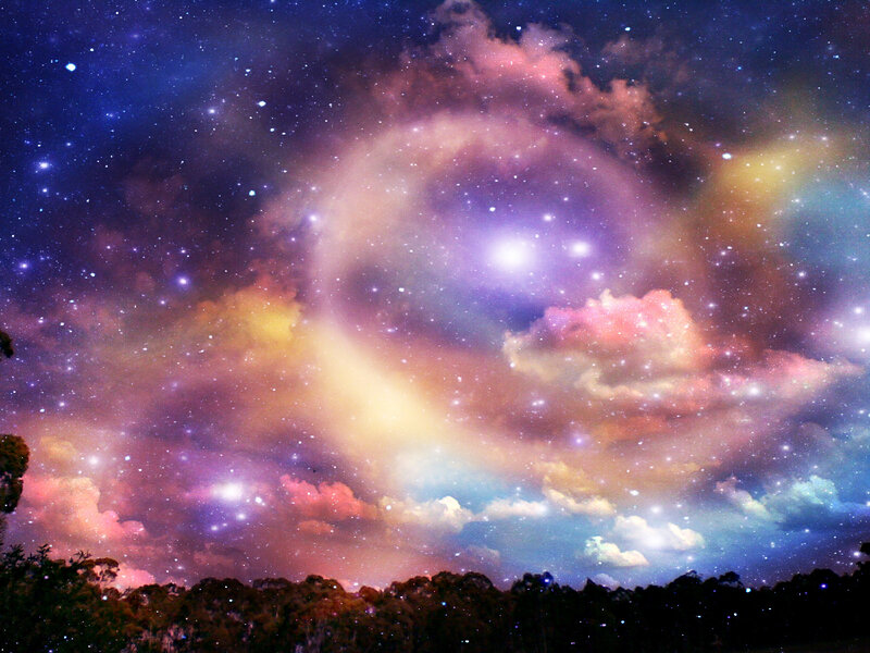 Cosmic Nebula over Trees