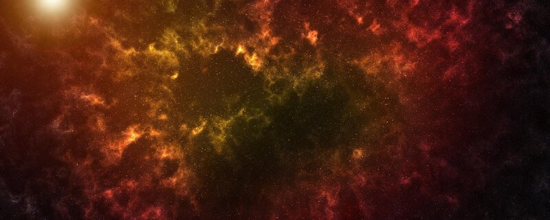 Cosmic Nebula — Red, Dramatic, Digital Art, Stars, Gas Clouds