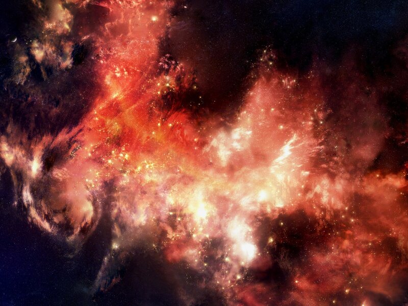 Cosmic Nebula — Red, Dramatic, Digital Art