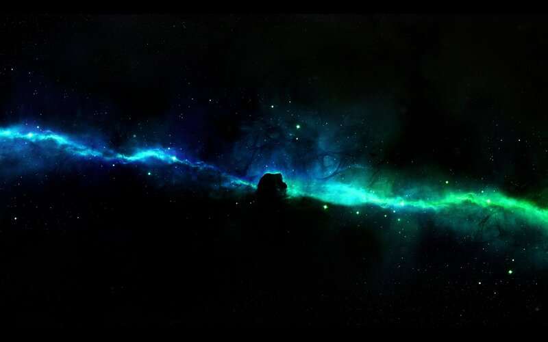 cosmic nebula with blue and green hues