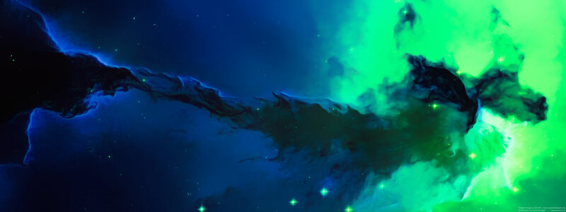 cosmic nebula with blue and green hues