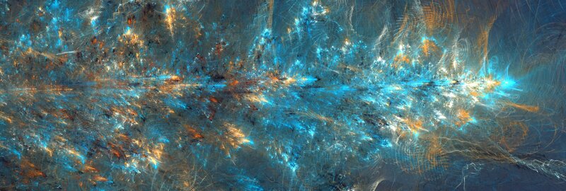 Cosmic nebula with blue and orange hues