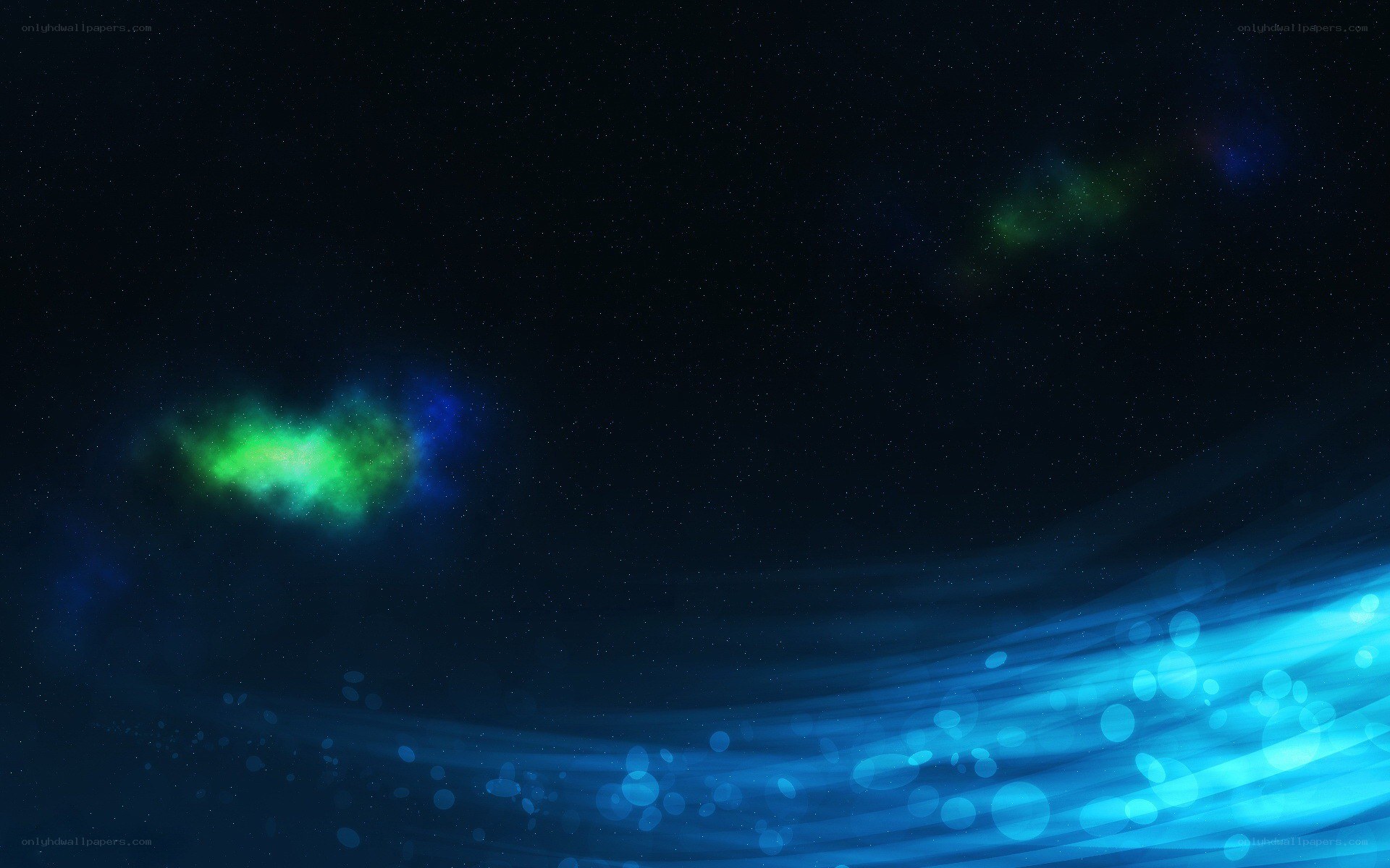 cosmic nebula with blue light streaks