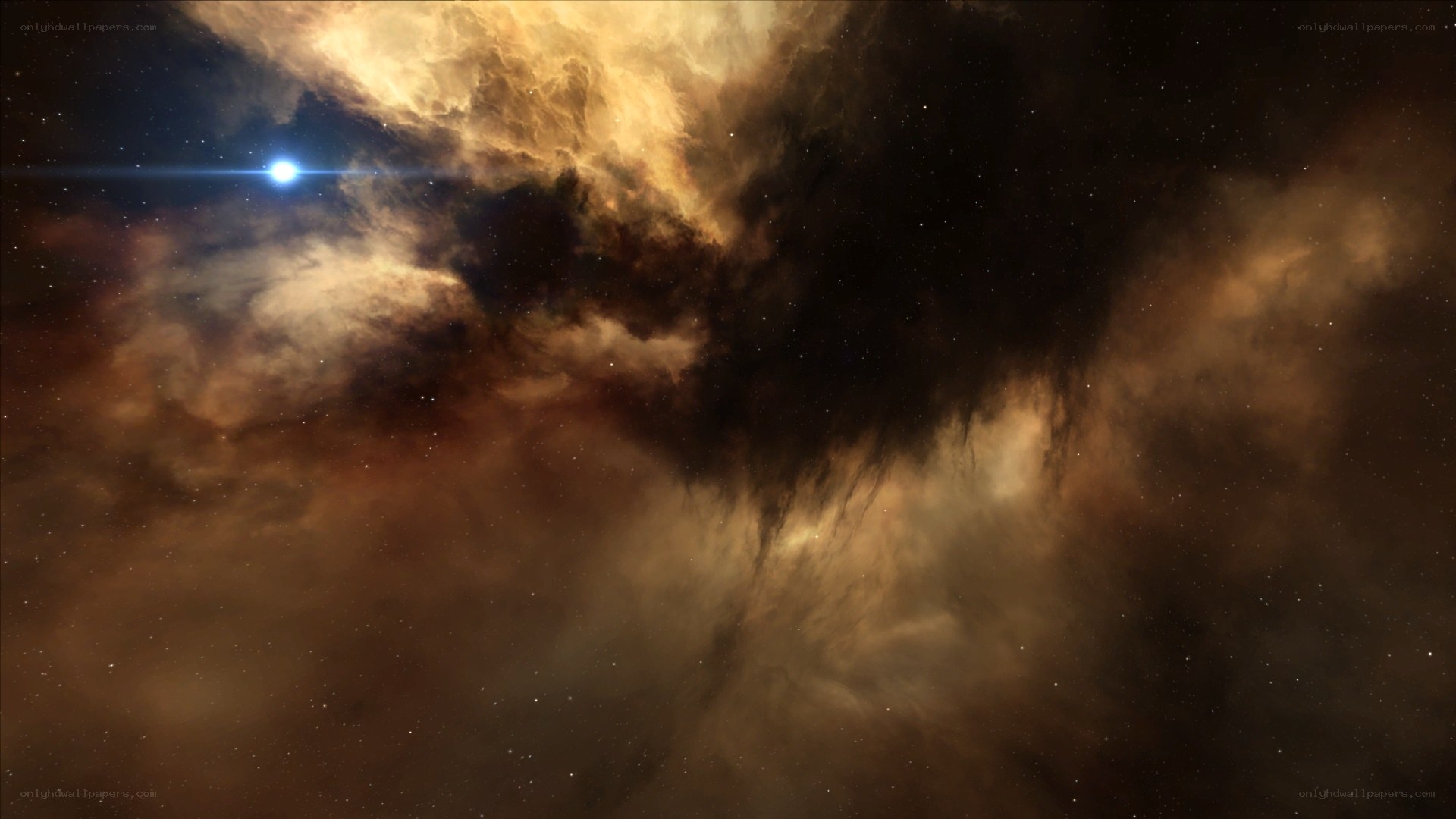 Cosmic nebula with bright star