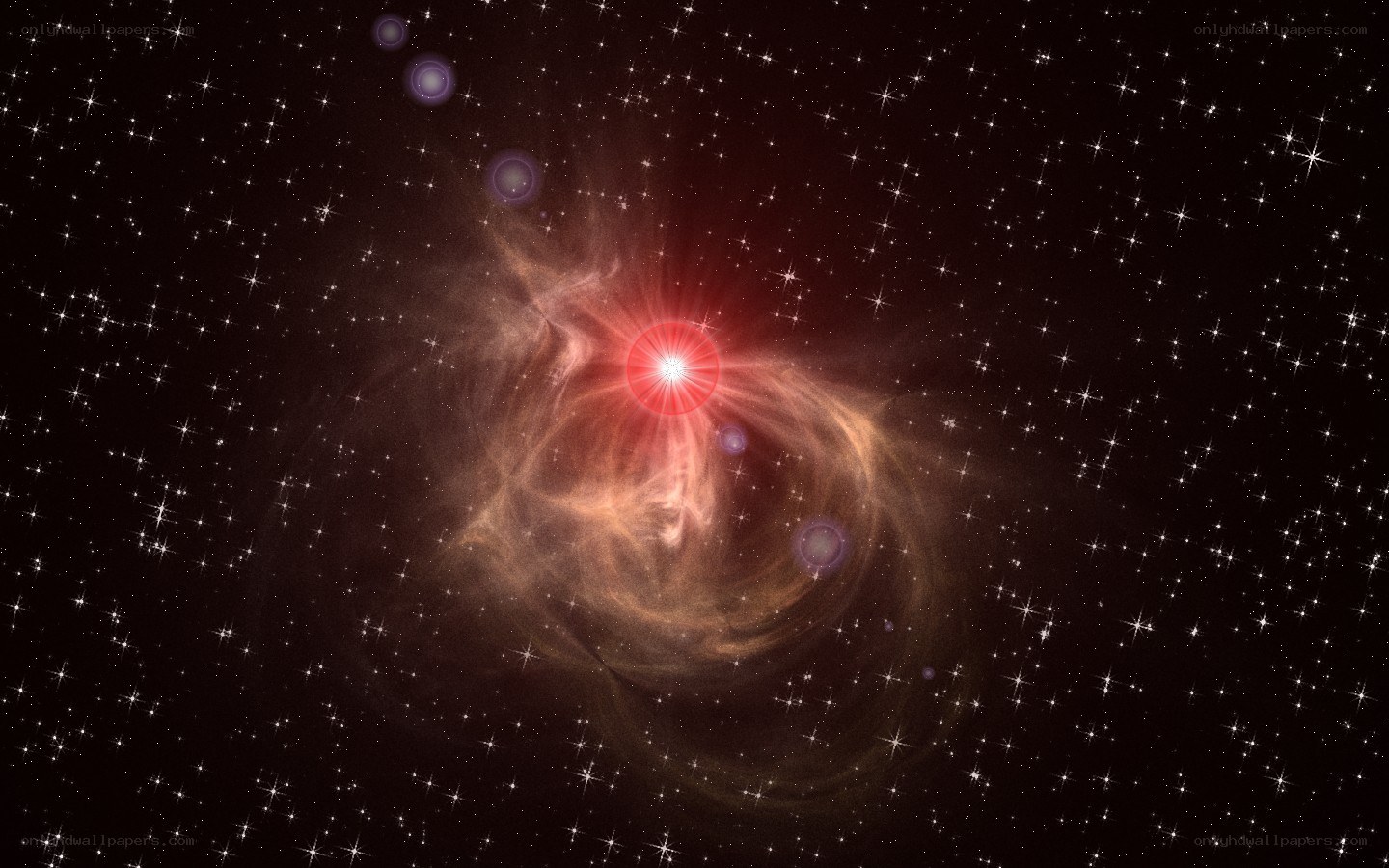 Cosmic nebula with bright star