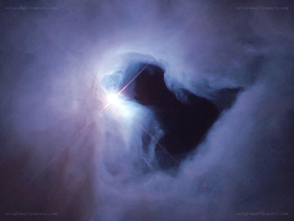 Cosmic nebula with bright star
