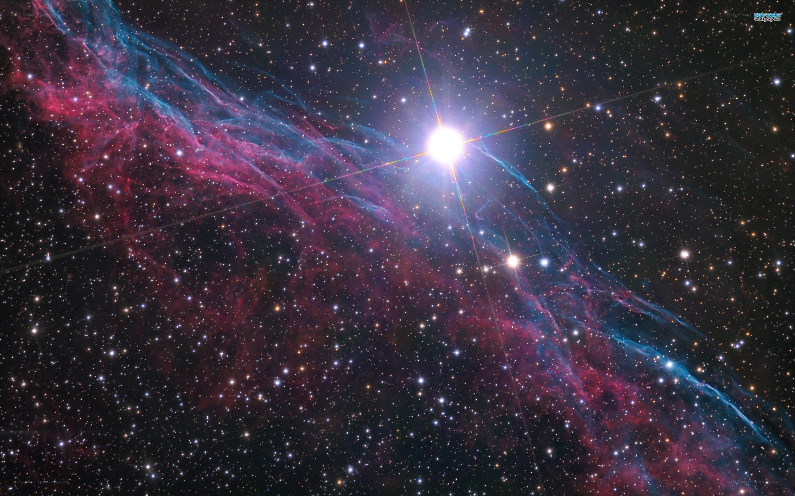 Cosmic nebula with bright star