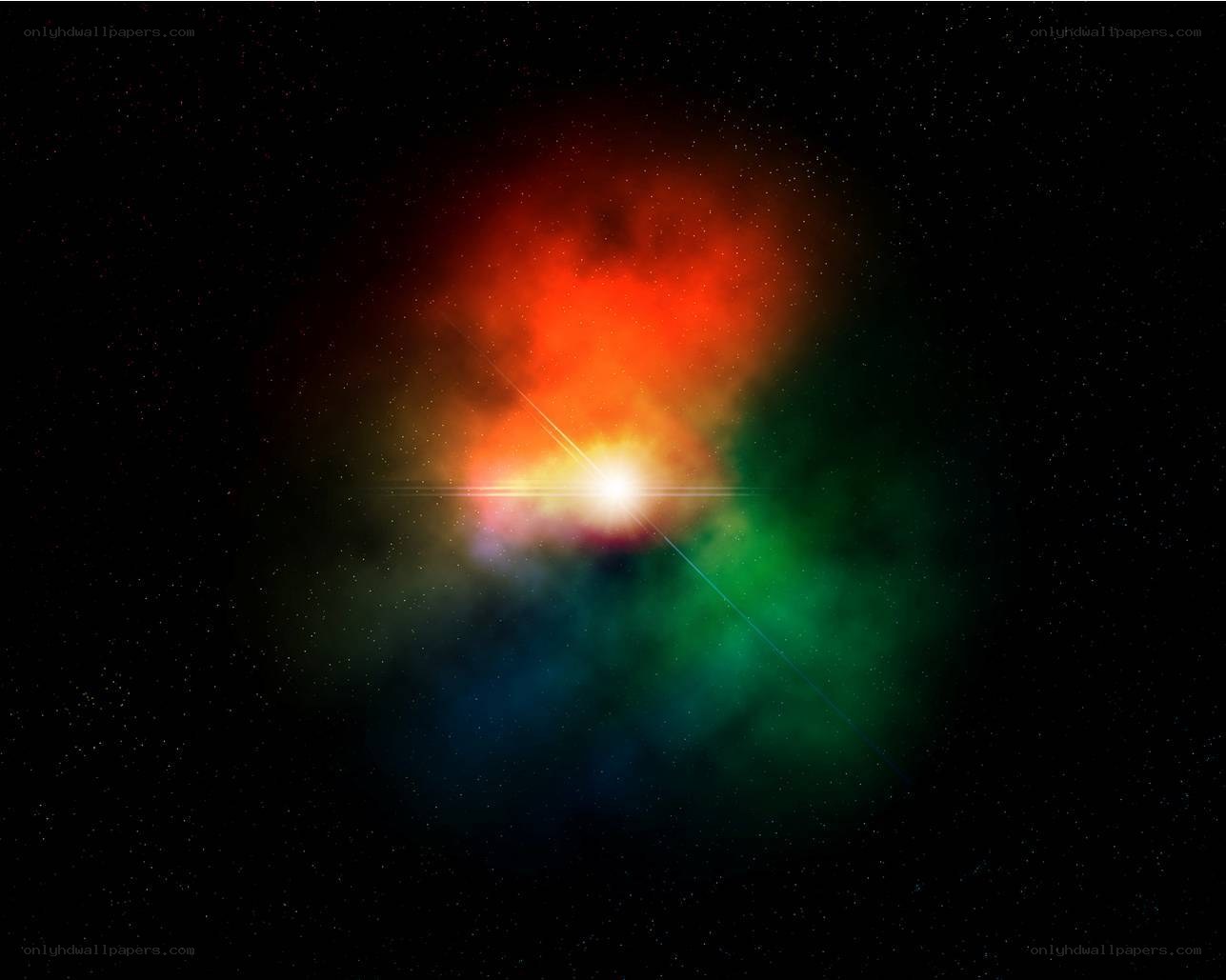 Cosmic nebula with bright star