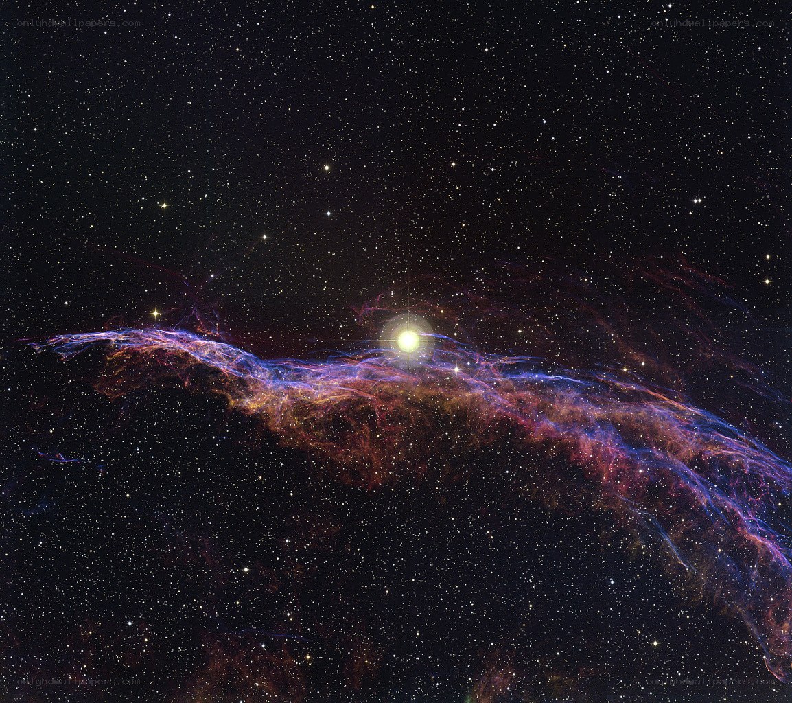 Cosmic nebula with bright star