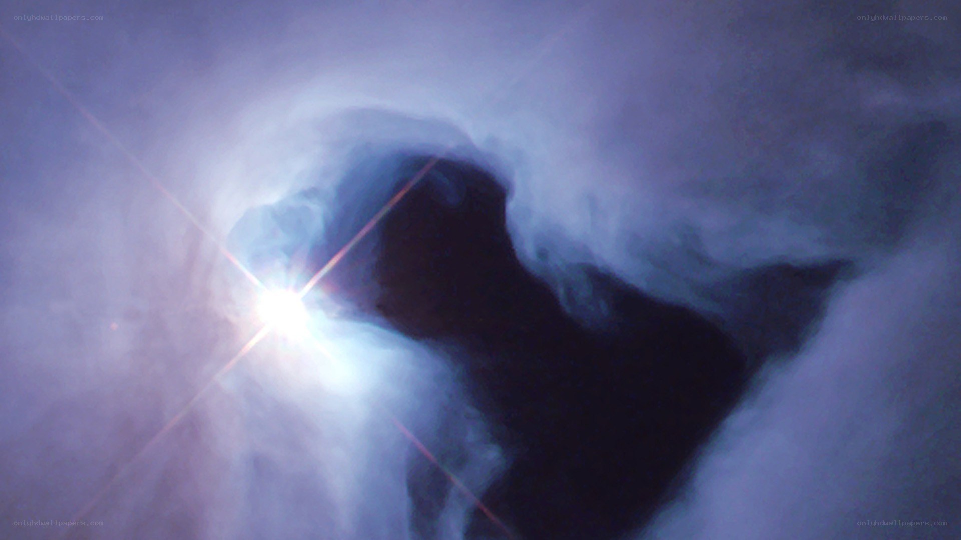 Cosmic nebula with bright star