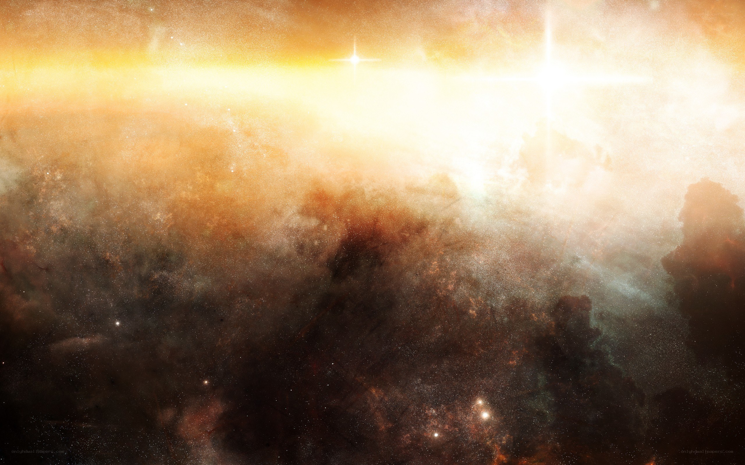 Cosmic nebula with bright stars