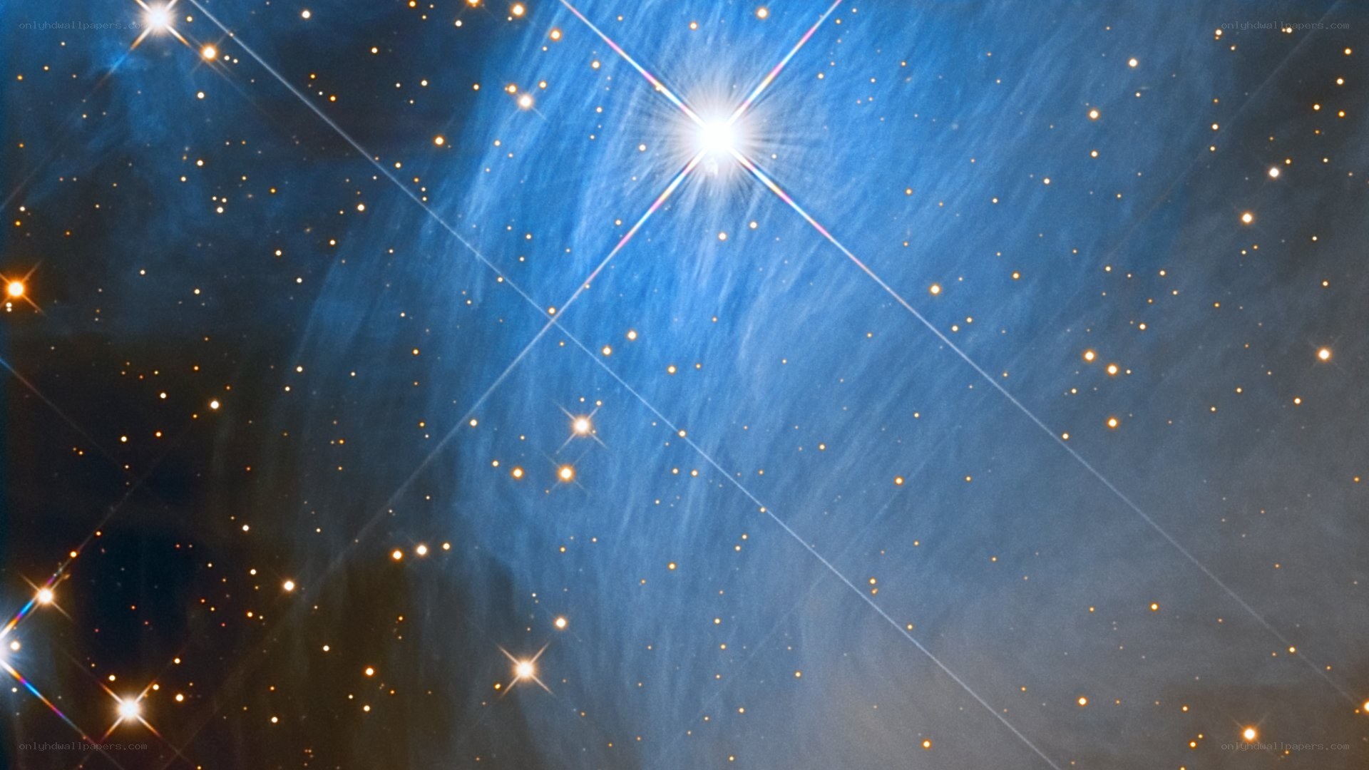 Cosmic nebula with bright stars
