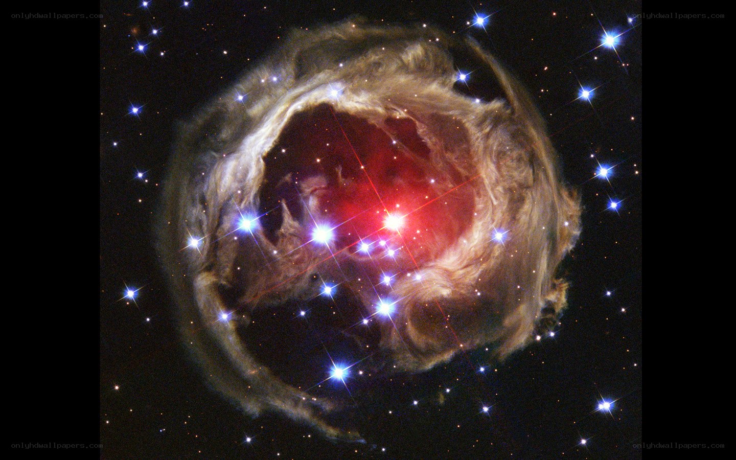 Cosmic nebula with bright stars