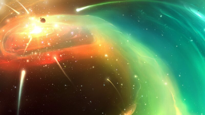 Cosmic Nebula with Comets