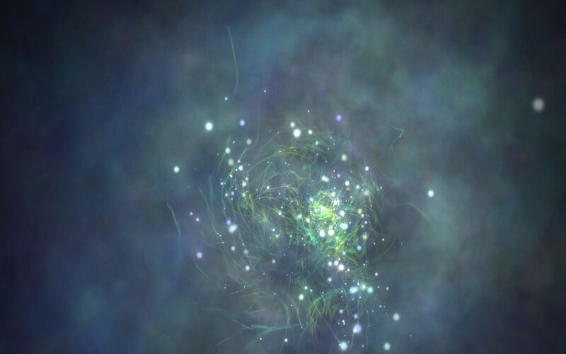 cosmic nebula with glowing particles