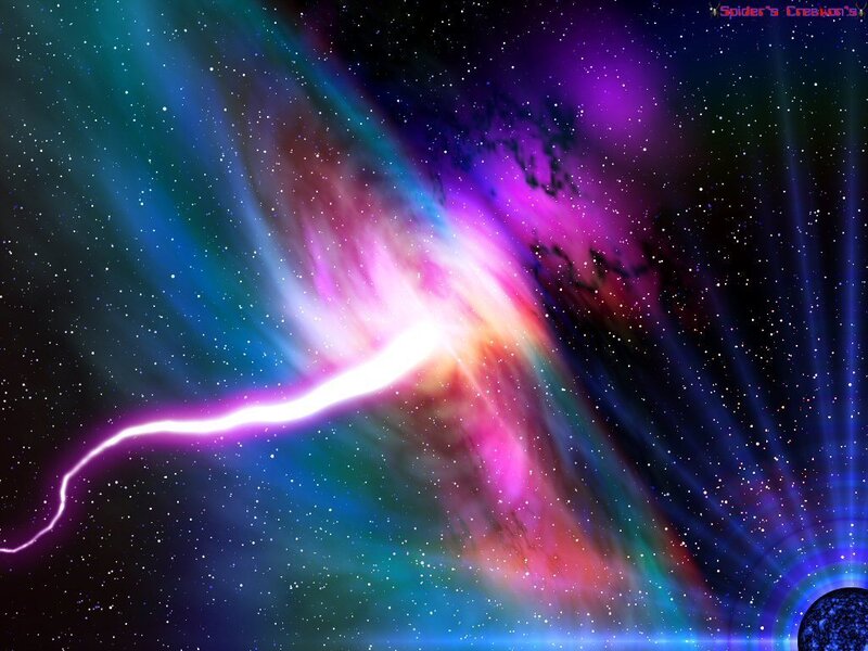Cosmic Nebula with Lightning