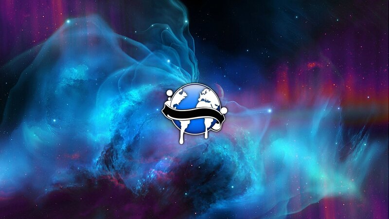 Cosmic nebula with logo