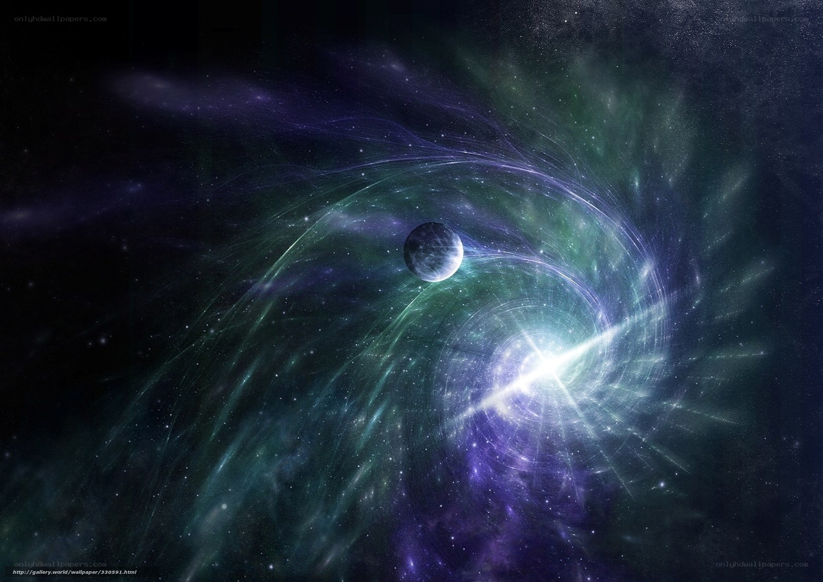 Cosmic Nebula with Planet