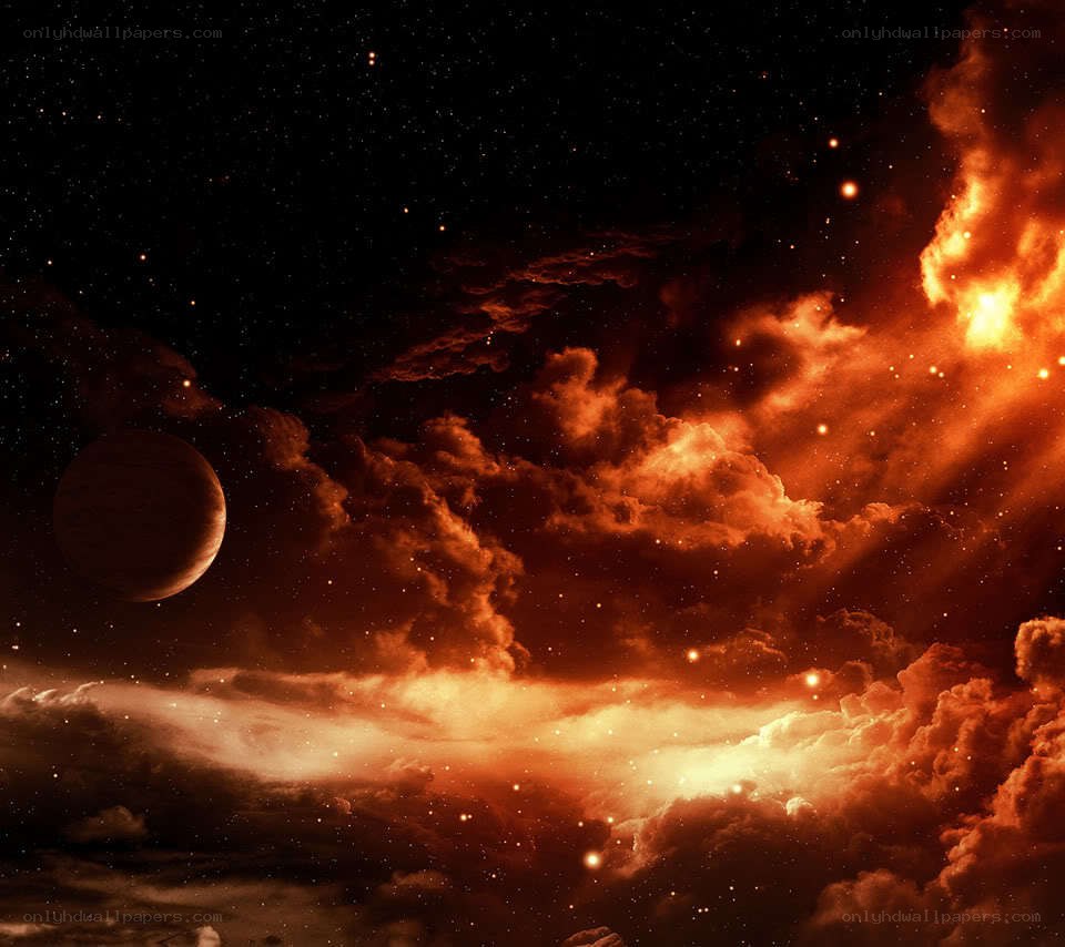 cosmic nebula with planet