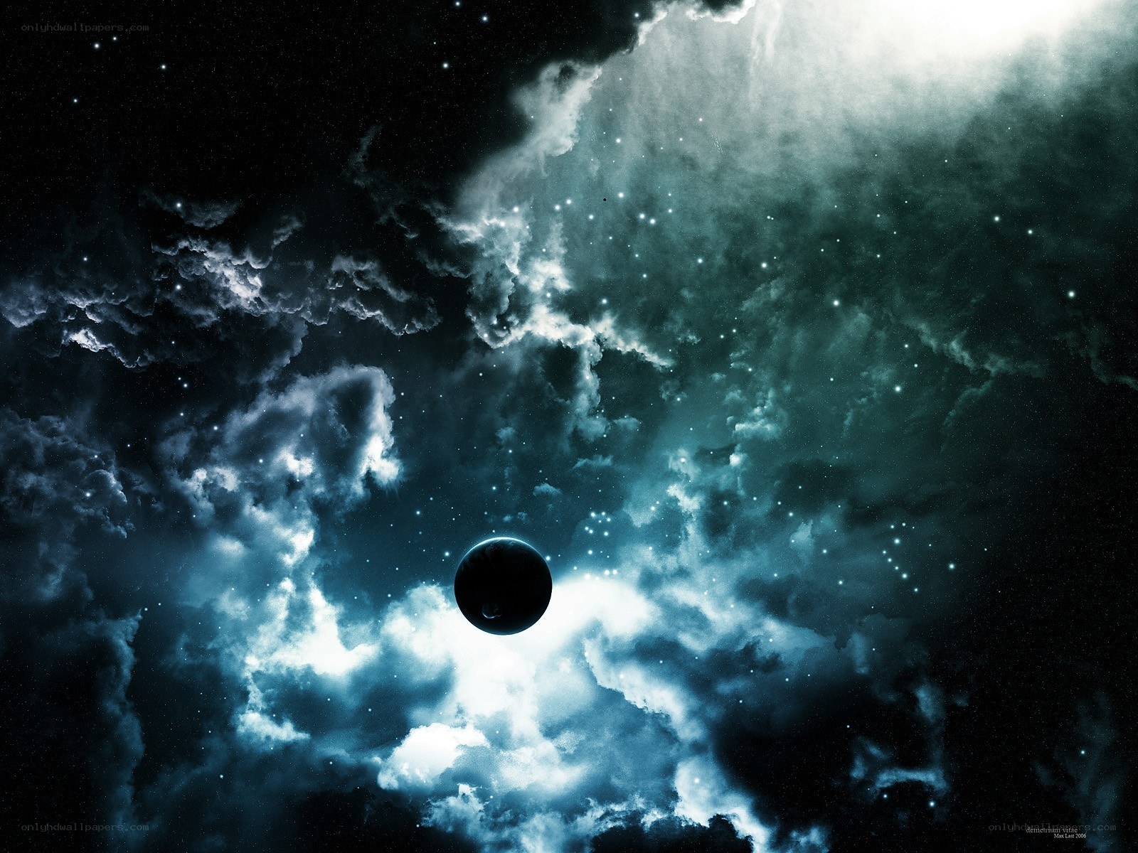cosmic nebula with planet