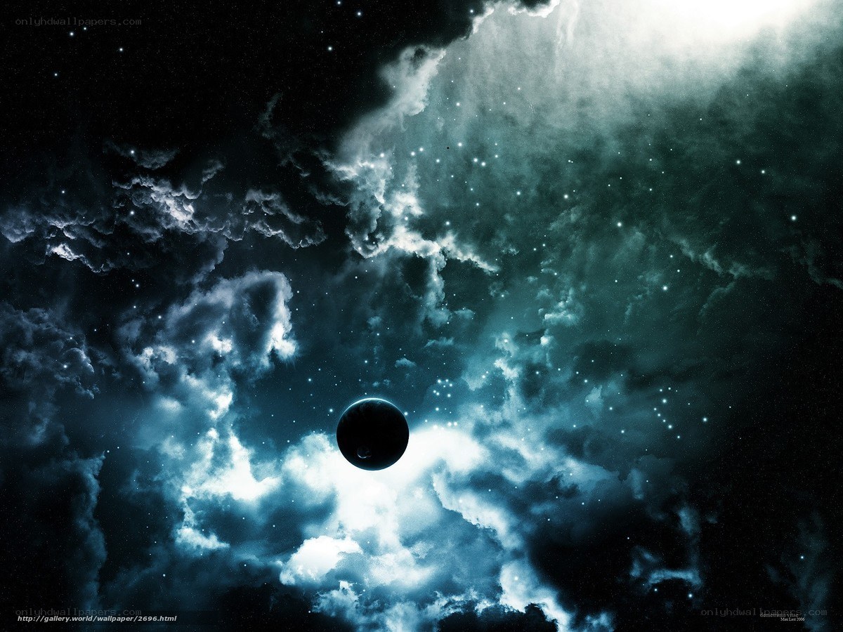 cosmic nebula with planet
