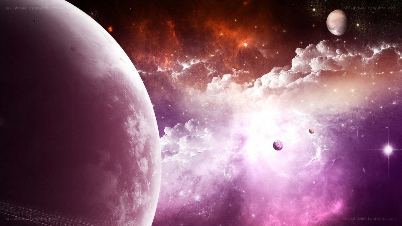 Cosmic Nebula with Planets