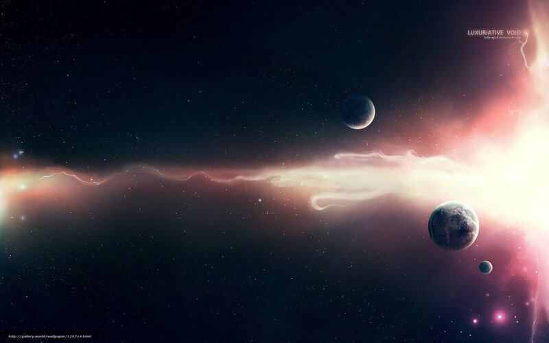 Cosmic Nebula with Planets