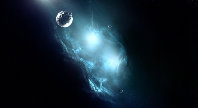 Cosmic Nebula with Planets