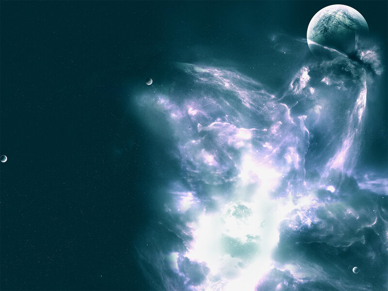 Cosmic nebula with planets