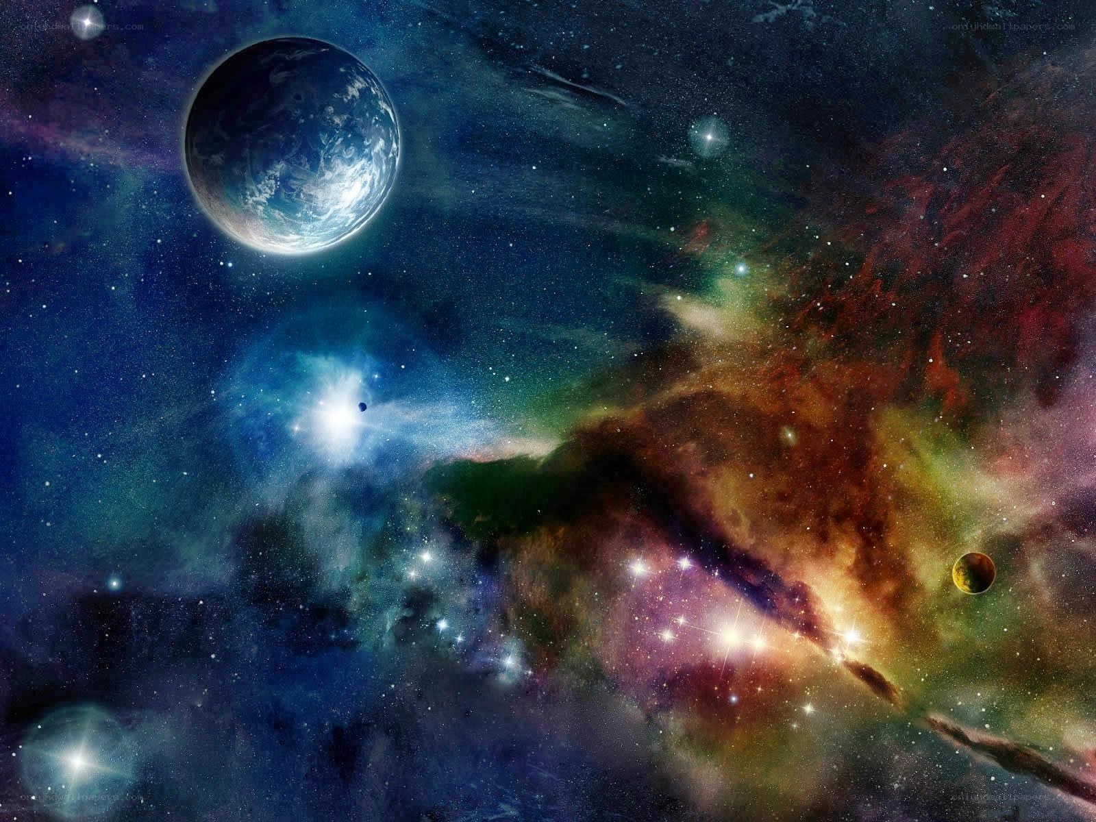 Cosmic Nebula with Planets