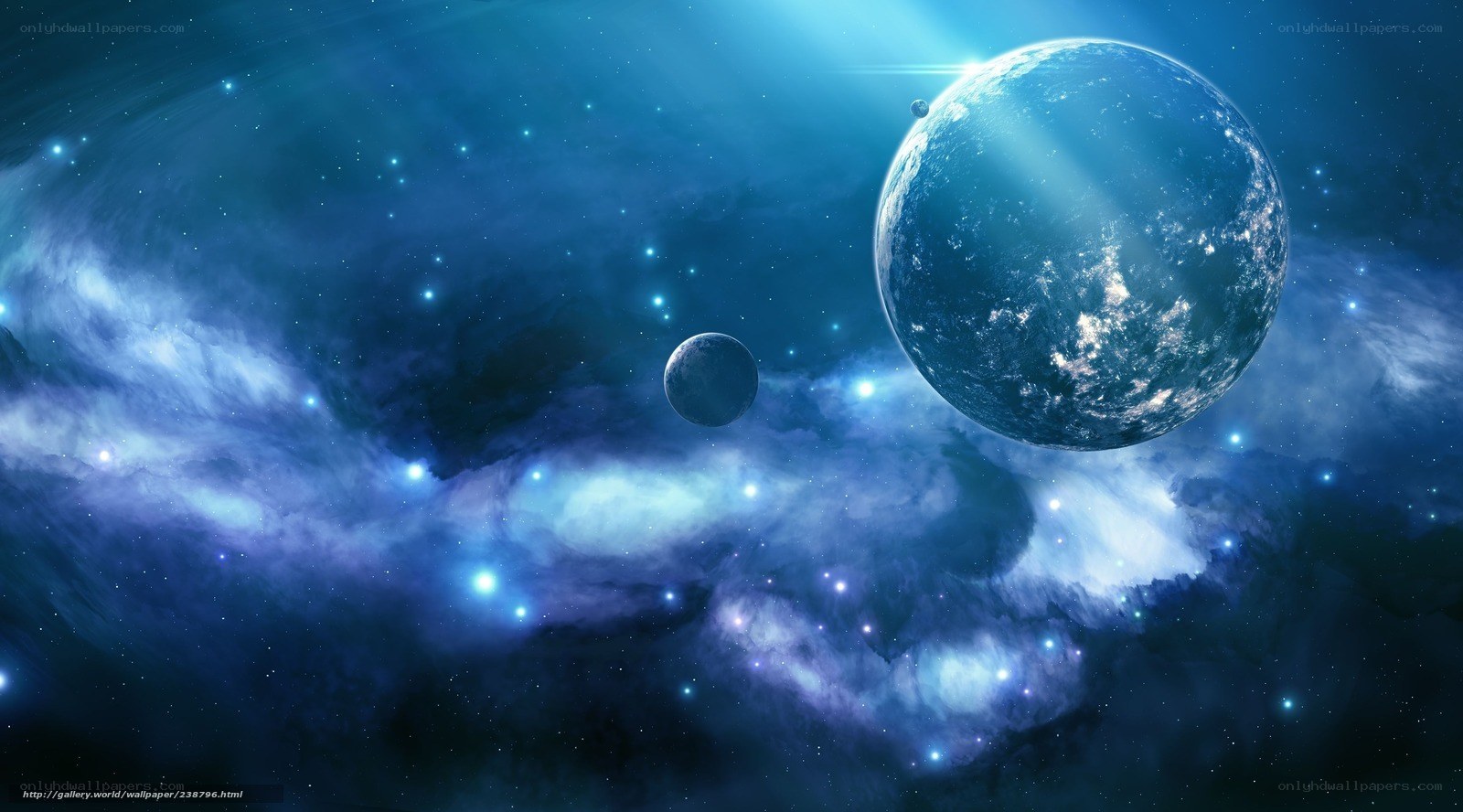 Cosmic Nebula with Planets