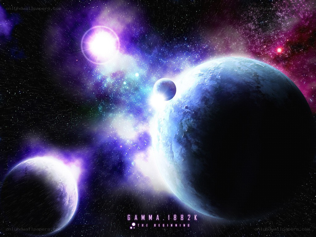 Cosmic Nebula with Planets