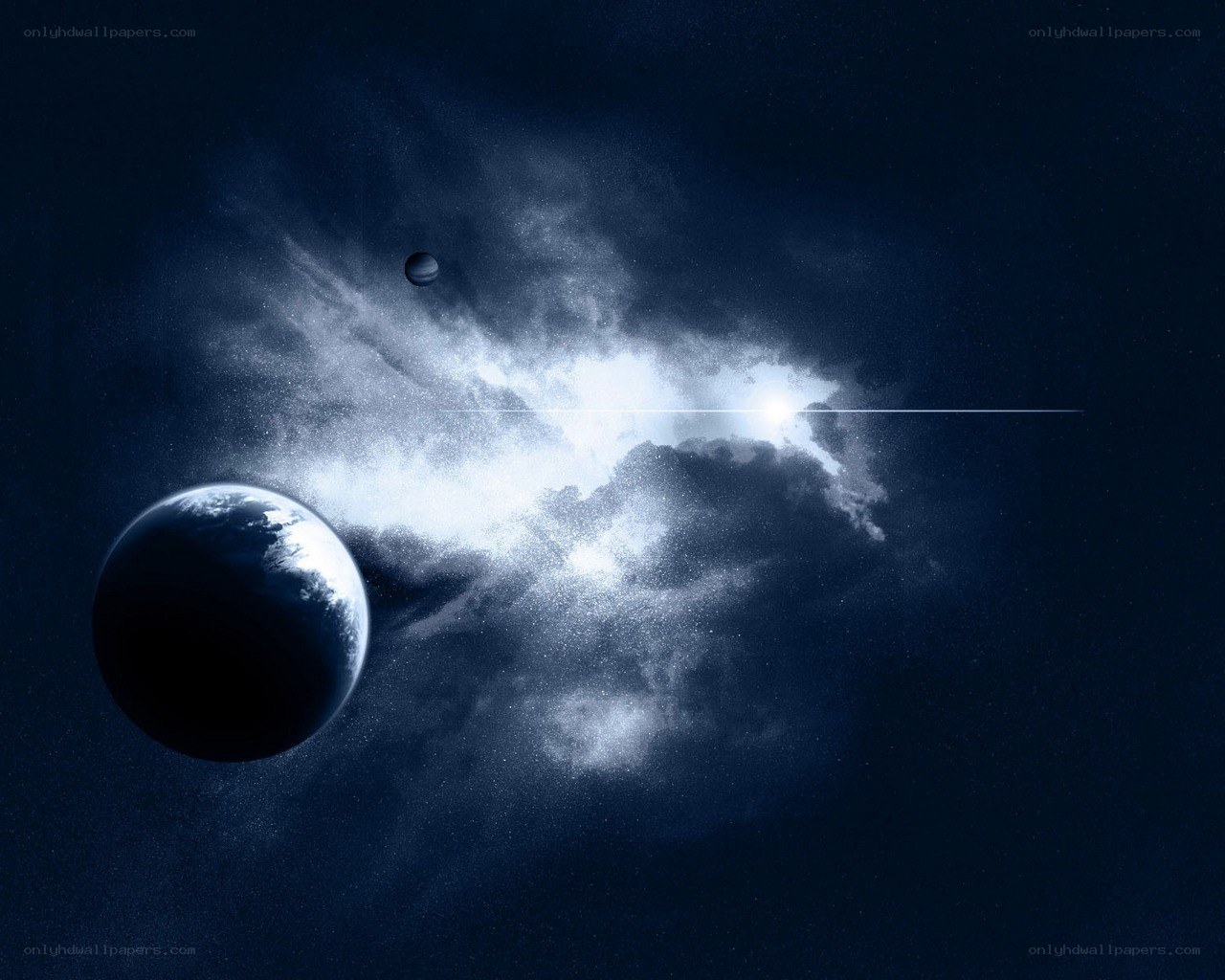 Cosmic Nebula with Planets
