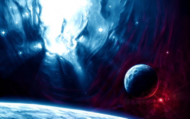 Cosmic Nebula with Planets
