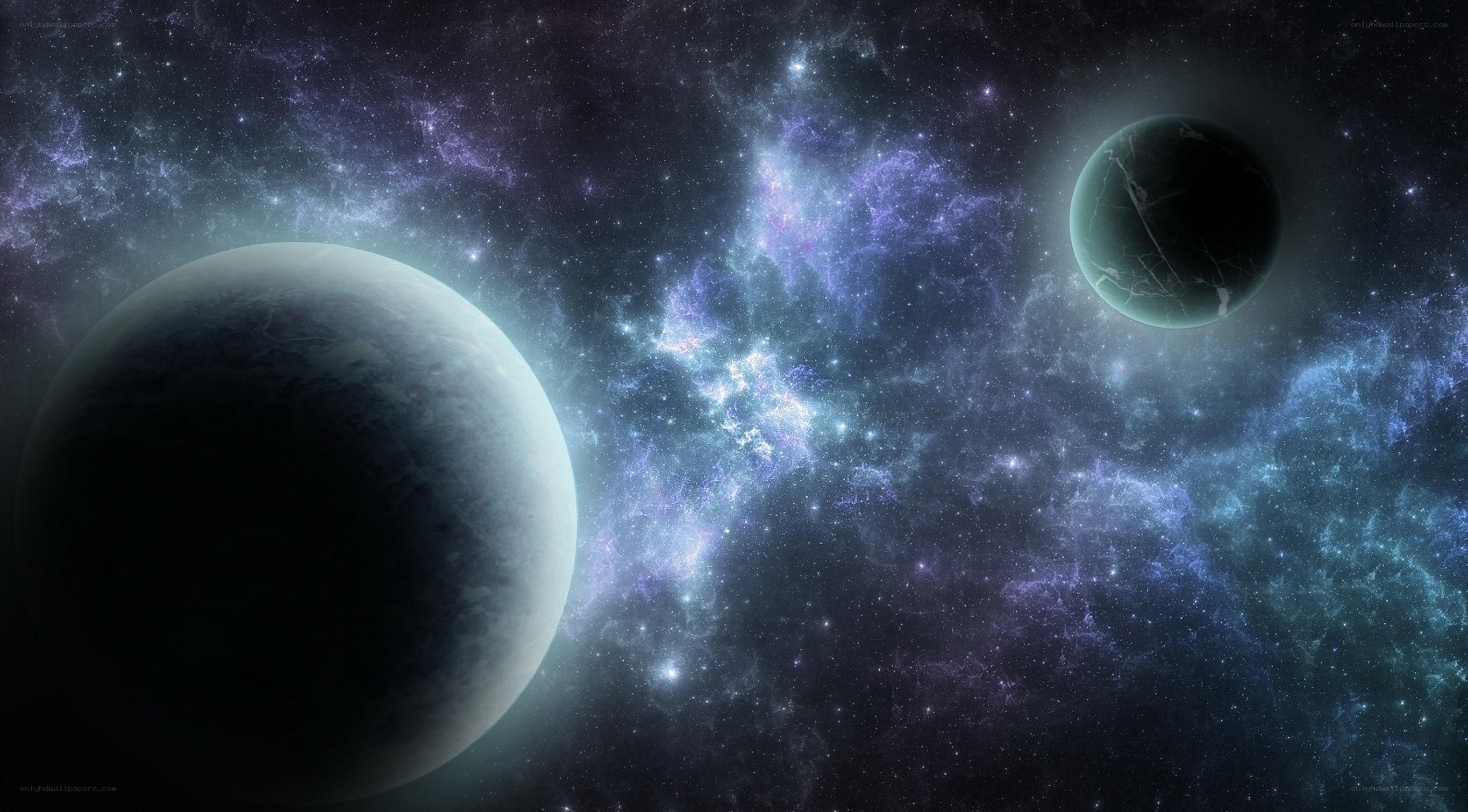 Cosmic Nebula with Planets