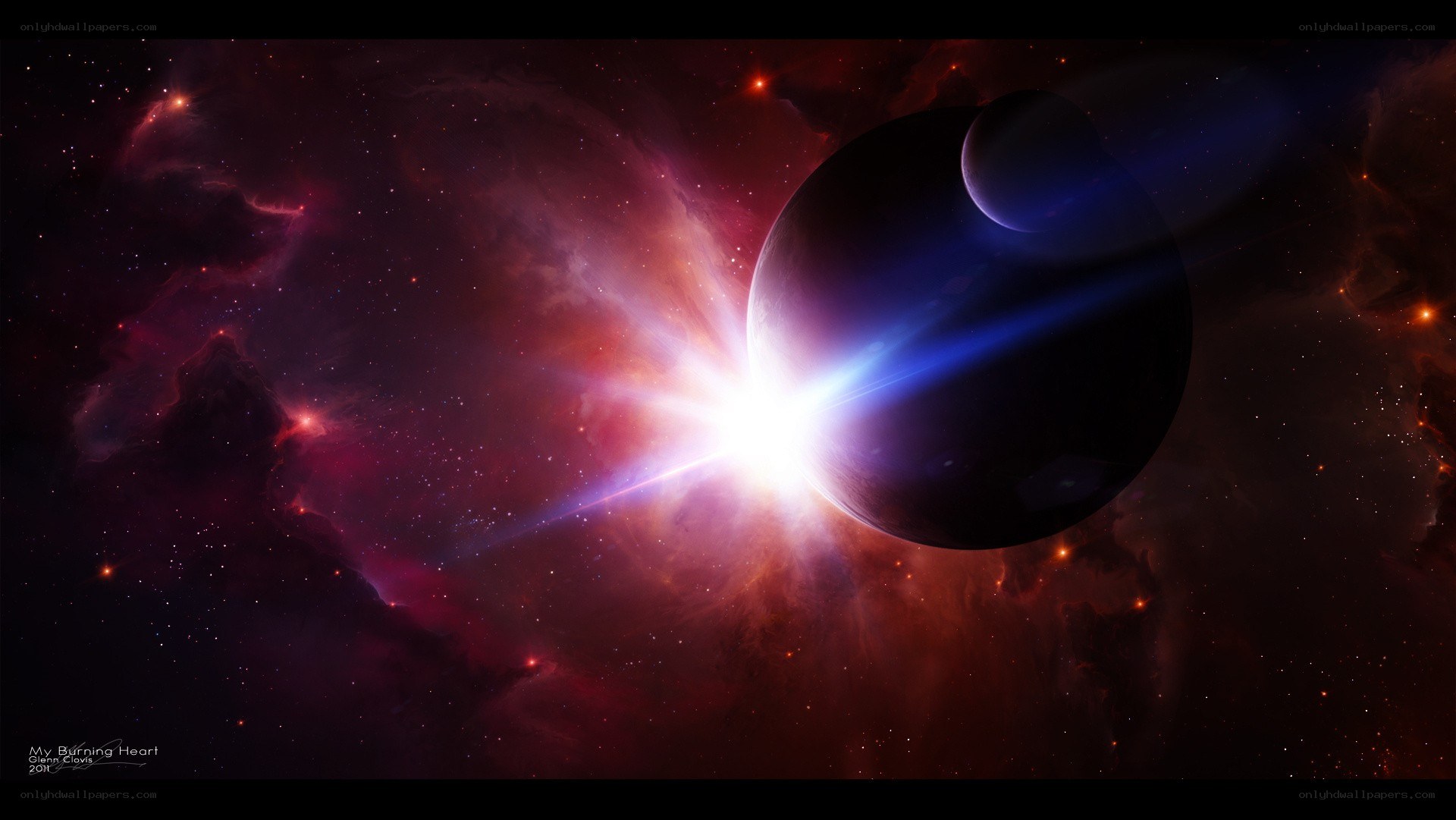 Cosmic Nebula with Planets