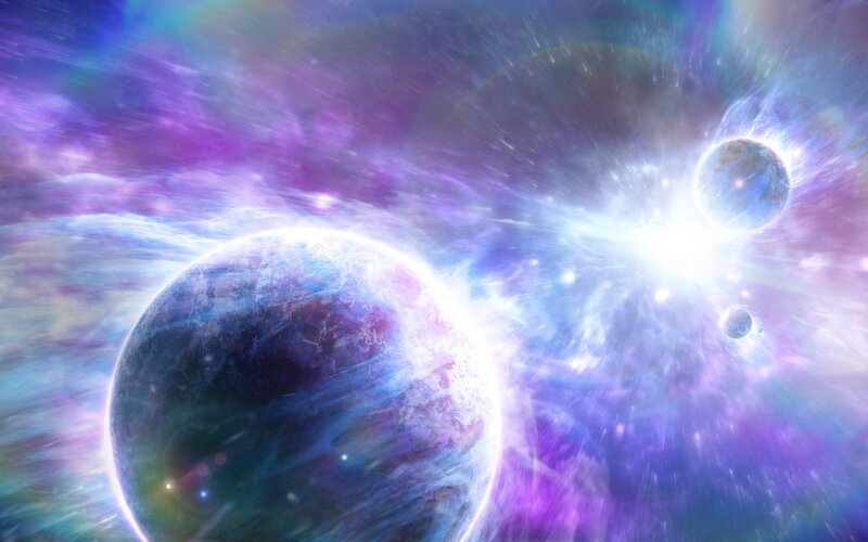 Cosmic Nebula with Planets